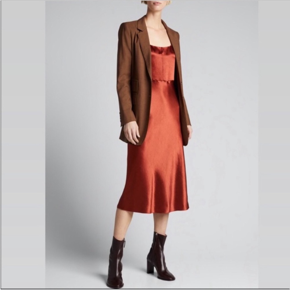 VINCE Slim Fitted Slip Dress In Sangre